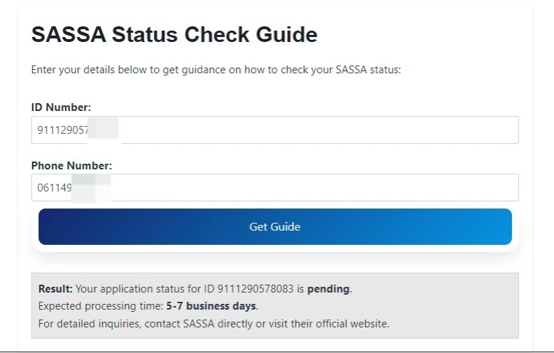 A picture showing that how SASSA Status Check Tool works. 